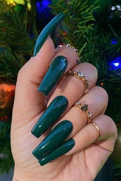 The Best 27 Dark Green Nails Ideas To Try In 2023 Green Acrylic Nails