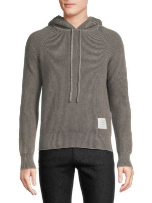 Thom Browne Ribbed Cashmere Hooded Sweater On Sale Saks Off Th