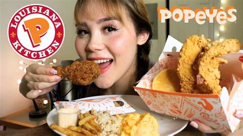 Asmr Popeyes Fried Chicken Mukbang 🍗🐓 Eating Sounds Whispered 먹방