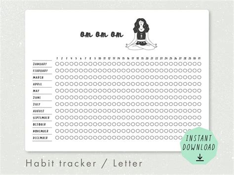 Om Om Om Habit Tracker Meditation Yoga Year Planner Letter