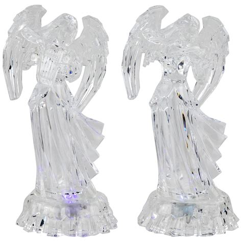 LED Lighted Color Changing Angel Acrylic Christmas Decorations - 9 ...