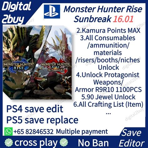 PS5 PS4 16 01 Monster Hunter Rise Sunbreak Save Edit MHRise Sunbreak