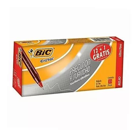 Bic Bol Cristal Precisión Y Suavidad Rojo 12 Piezas Meses sin intereses