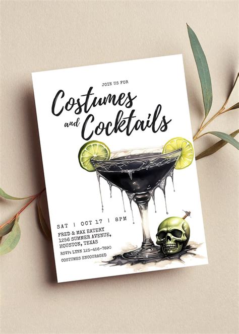 Editable Costumes And Cocktails Invitation Adult Halloween Party