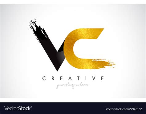 Vc Letter Design With Brush Stroke And Modern D Vector Image