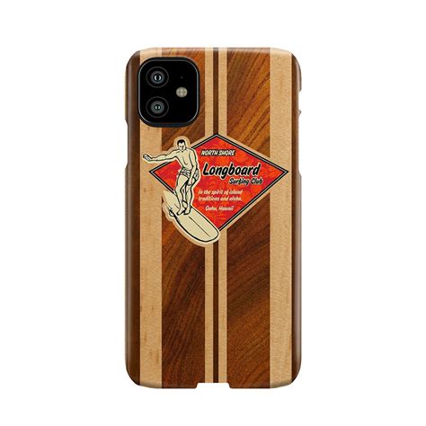 Waimea Hawaiian Faux Koa Wood Surfboard Phone Case Chief T Shirt