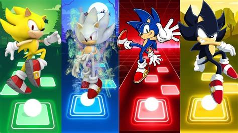 sonic the hedgehog and other animated characters are shown in four different colors, each with ...