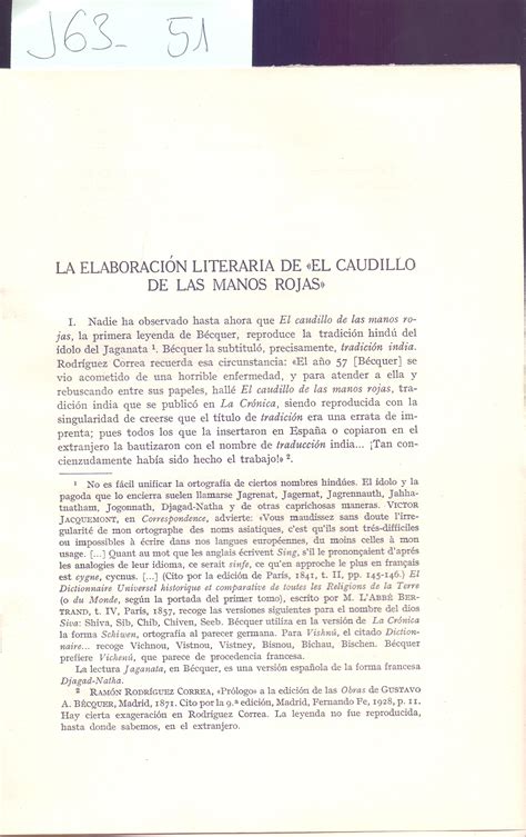 La Elaboracion Literaria De El Caudillo De Las Manos Rojas Becquer By