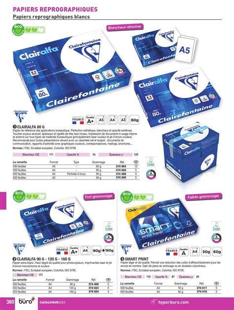 HYPERBURO PAPIER CLAIREFONTAINE CLAIRALFA EXTRA BLANC A5 80G M2