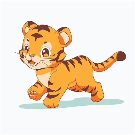 Um Filhote De Tigre De Desenho Animado Andando Sobre Um Fundo Branco