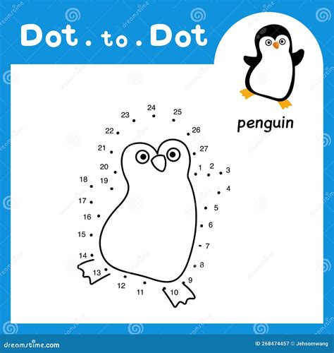 Dot To Dot Educational Game And Coloring Book Of Penguin Animal Stock