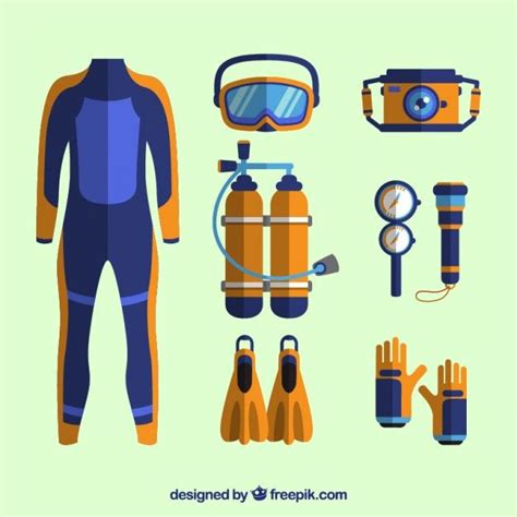 Premium Vector Diving Elements With Wetsuit In Flat Design