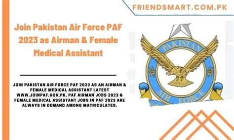 Join Pakistan Air Force Paf As Airman Female Medical Assistant