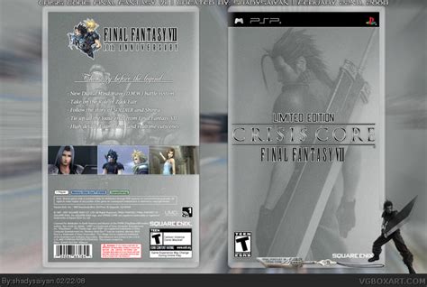 Crisis Core Final Fantasy Vii Psp Box Art Cover By Shadysaiyan