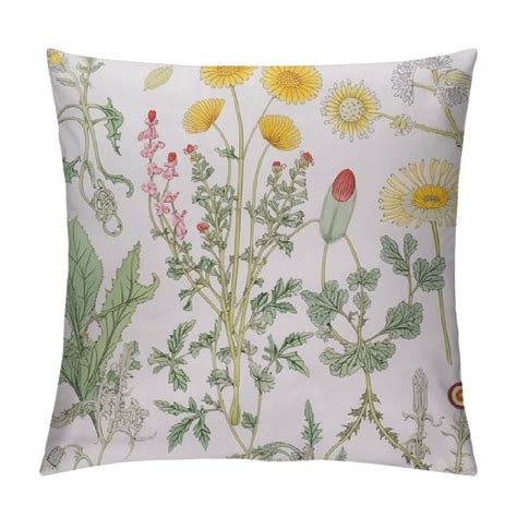 Onetech Pillow Cases Pillowcases White With Yellow Botanical Flowers