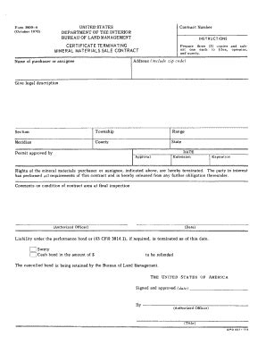 Fillable Online Ntc Blm Contract Termination Pdf Bureau Of