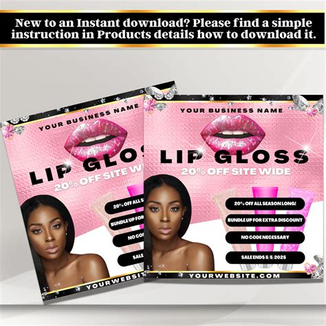 Lip Gloss Flyer Lip Gloss Template Lip Gloss Business E Flyer Social Media Flyer Instagram