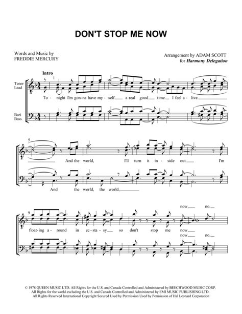 Don T Stop Me Now Arr Adam Scott By Queen Sheet Music For Ttbb Choir At Sheet Music Direct