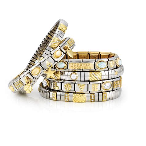 Three Different Bracelets With Gold And Silver Designs On Each One The