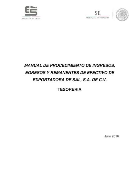 Pdf Manual De Procedimiento De Ingresos Egresos Y Essa