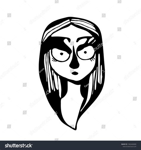 Black Ink Cartoon Charactervector Illustration Isolated Stock Vector