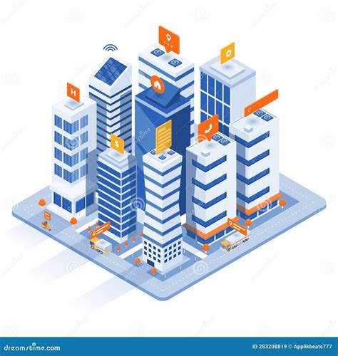 Modern Isometric Illustration Design Smart City Concept Stock Vector