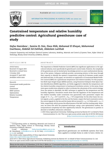 Pdf Constrained Temperature And Relative Humidity Predictive Control