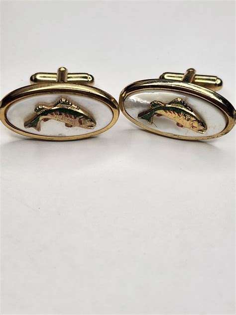 Vintage Anson Rainbow Trout And Mother Of Pearl Cufflinks Menswear Ebay