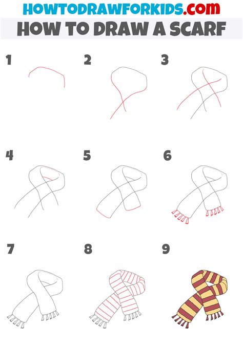 How To Draw A Scarf Easy Drawing Tutorial For Kids