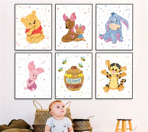 Winnie the Pooh 6 Set - Digital Baby Room Poster | PrintooShop