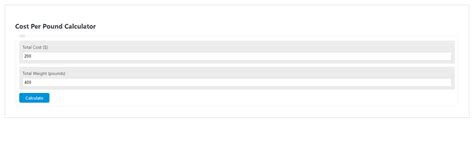 Cost Per Pound Calculator Calculator Academy