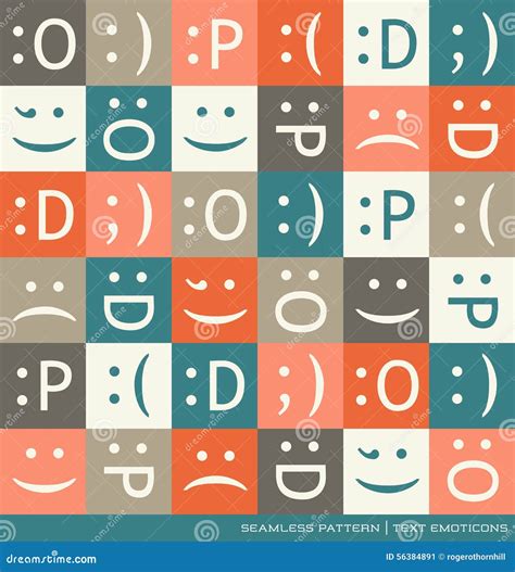 Seamless Vector Pattern With Emoticons Text Symbols Stock Vector