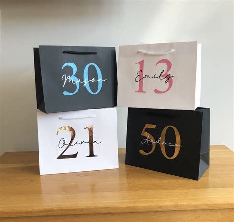 Personalised Birthday Gift Bag, Any Age and Name Gift Bag, Various ...