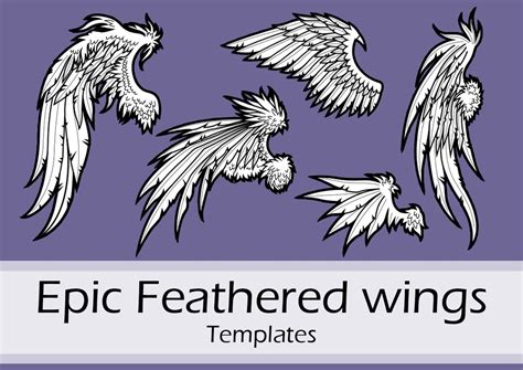 Epic Feathered Fantasy Style Wings Templates Collection By Pretzl