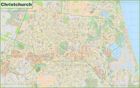 Large detailed map of Christchurch - Ontheworldmap.com