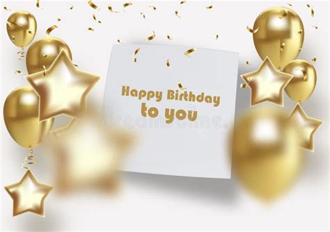 Happy Birthday Vector Illustration Golden Foil Confetti And White And