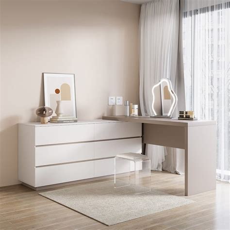 Modern Home Office Expandable Dresser Desk Combo with Drawers - Bed ...