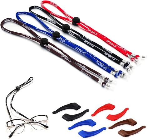 Morices 4 Pcs Adjustable Eyeglasses Strap Anti Slip Eyeglass Chains