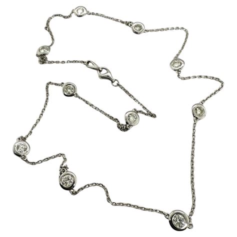 8.13 Carat Diamonds by the Yard Necklace in 14K White Gold For Sale at