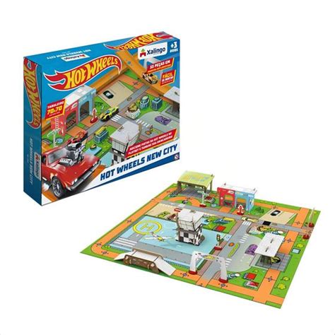Brinquedo Playset Hot Wheels New City Peças Infantil Anos Colorido Faz de Conta Xalingo