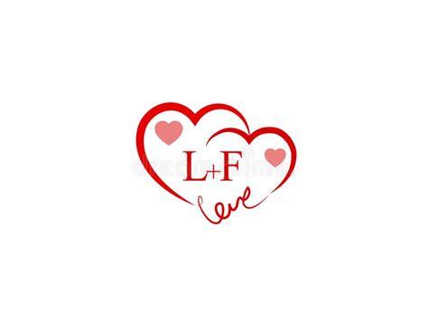 LF Initial Heart Shape Red Colored Love Logo Stock Vector