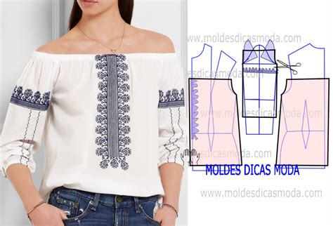 MOLDE BLUSA DE PRAIA 86 Moldes Dicas Moda Sewing Blouses Top