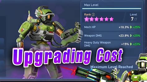 Mech Arena Upgrading Cost Of Pilot Case Minigun Youtube