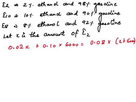 SOLVED Ethanol Fuel Mixtures Have E Numbers They Indicate The