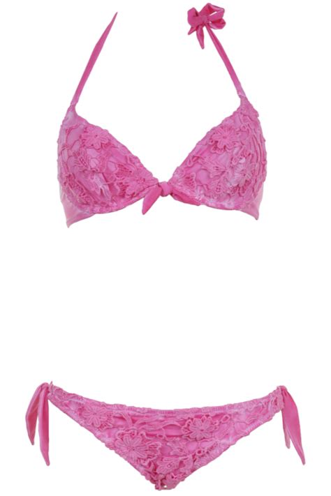 Agogoa B Gel Bikini Aus Makramee Spitze In Fuchsia