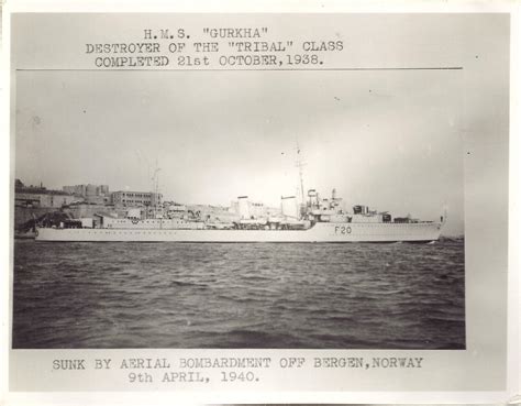 Lost At Sea Photo Of Hms Gurkha F Tribal Class Destroyer X