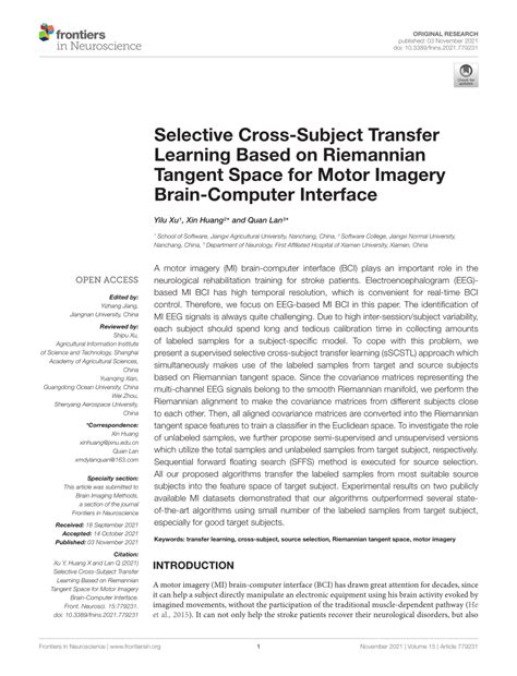 PDF Selective Cross Subject Transfer Learning Based On Riemannian