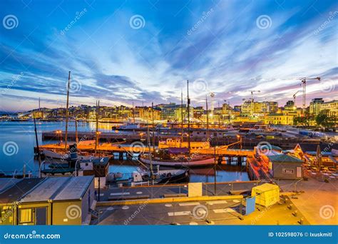 Cityscape and Skyline of Oslo City in Norway at Night Editorial Photo ...