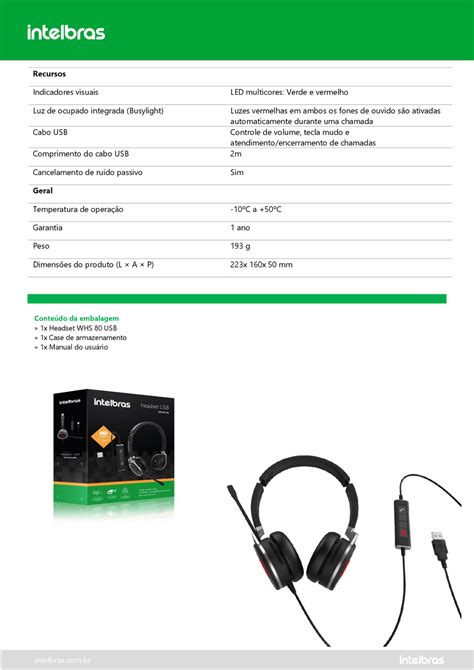 Headset Whs Usb Intelbras