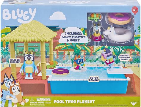 Bluey Brinquedos - Conjunto De Brinquedos Bluey Pool E Figura Figura 253 Polega ...